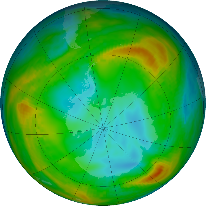 Antarctic ozone map for 20 July 1980
